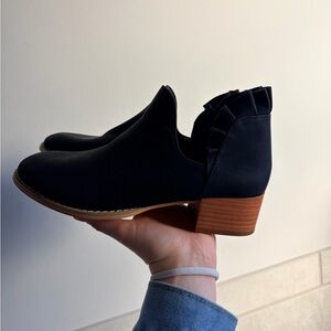 Black Ankle Boots with Ruffle Detail- never worn